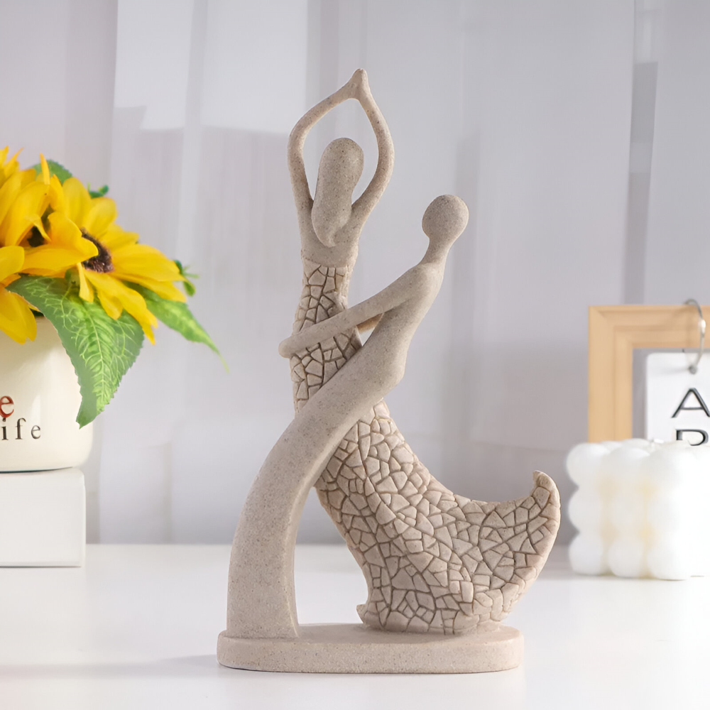 SandHeart Duo – Elegant Romantiskt Par i Sandstensliknande Resin