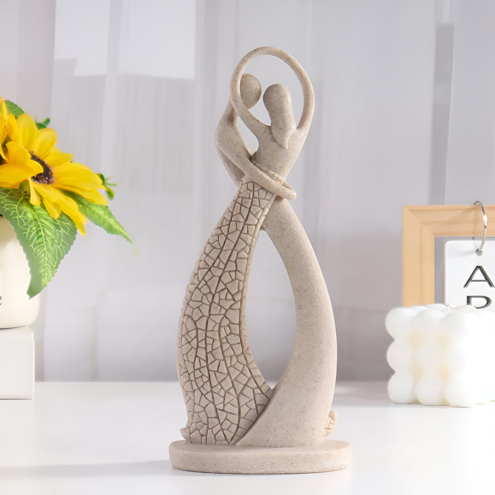 SandHeart Duo – Elegant Romantiskt Par i Sandstensliknande Resin