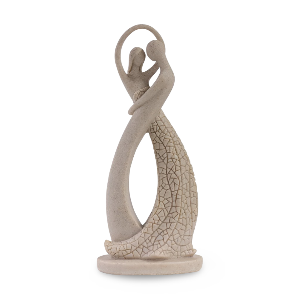 SandHeart Duo – Elegant Romantiskt Par i Sandstensliknande Resin
