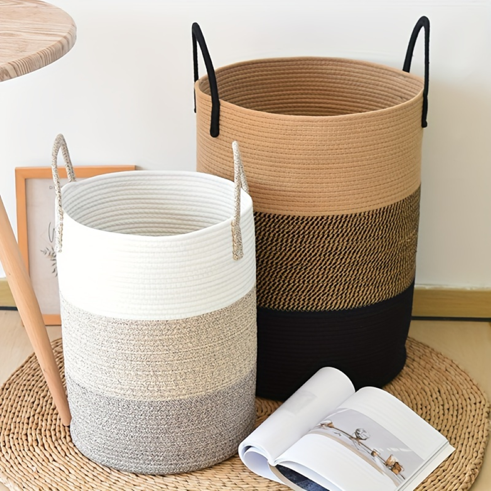 CottonNest – Rund Tvättkorg i Bomull med Fällbar Design