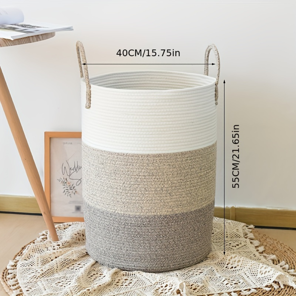 CottonNest – Rund Tvättkorg i Bomull med Fällbar Design