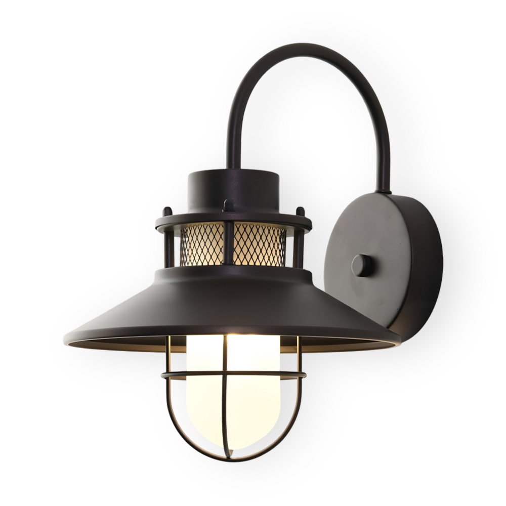 RustBlack – Industriell Vägglampa i Järn och Glas för Inomhus & Utomhusbruk
