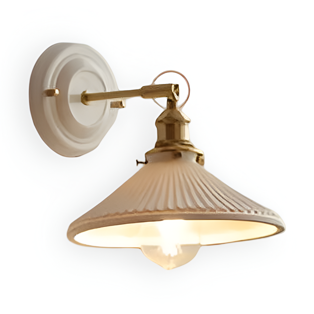 Rustano – Vägglampa i Vit Keramik och Koppar för Lantlig Inredning