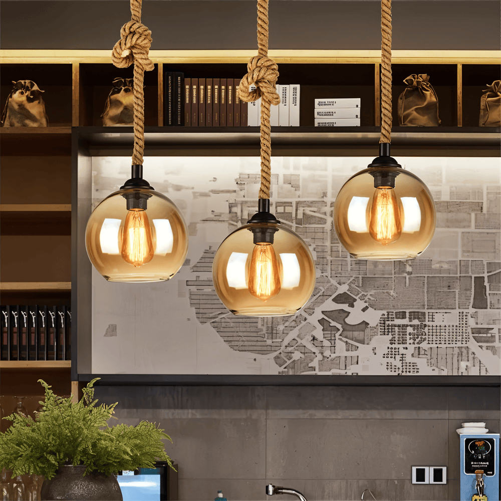 Rustic OrbLight – Pendellampa med Glasboll i Hamparep