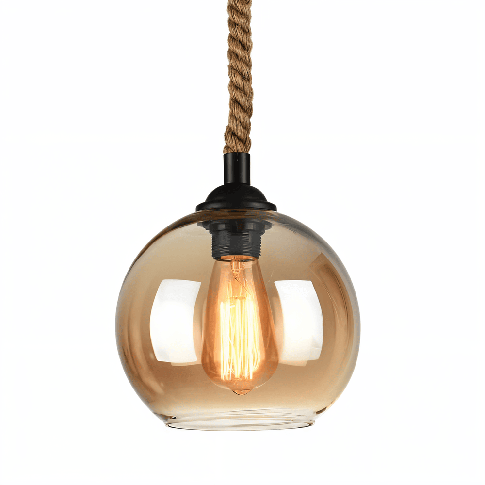 Rustic OrbLight – Pendellampa med Glasboll i Hamparep