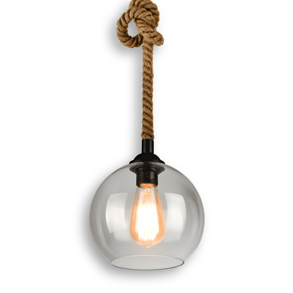 Rustic OrbLight – Pendellampa med Glasboll i Hamparep