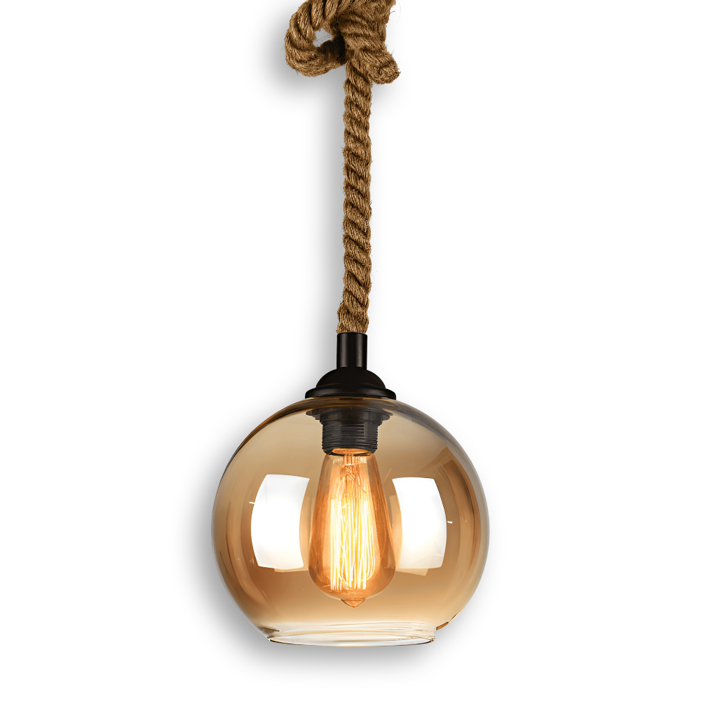 Rustic OrbLight – Pendellampa med Glasboll i Hamparep