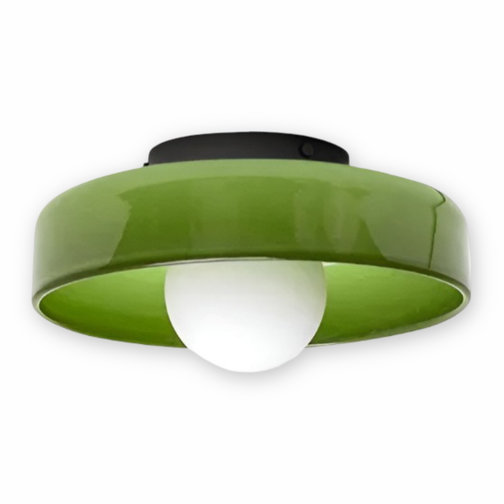 Lunara – Samtida Rund LED Taklampa i Glas och Sten