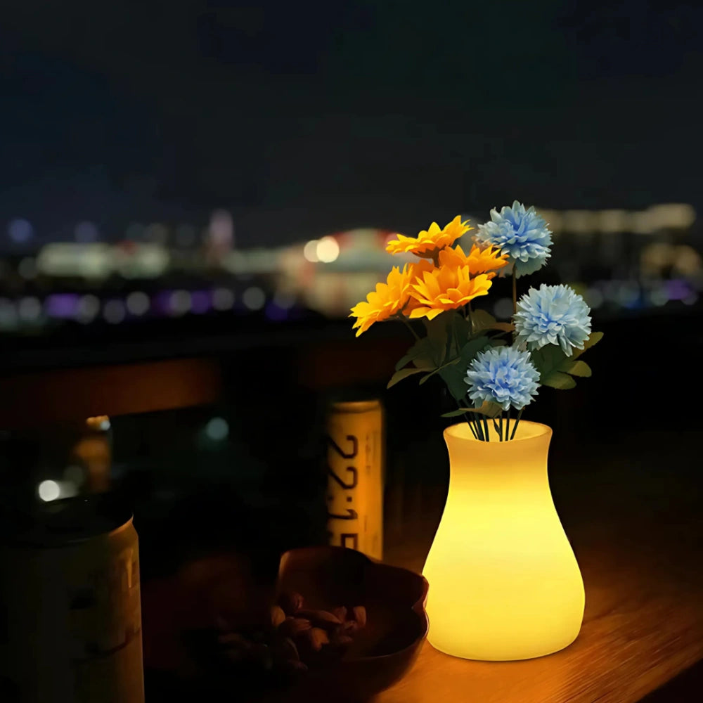 Avara – Skulptural Vas med Uppladdningsbar Belysning & Fjärrkontroll – Vattentät för Inne & Ute, 16 Färger