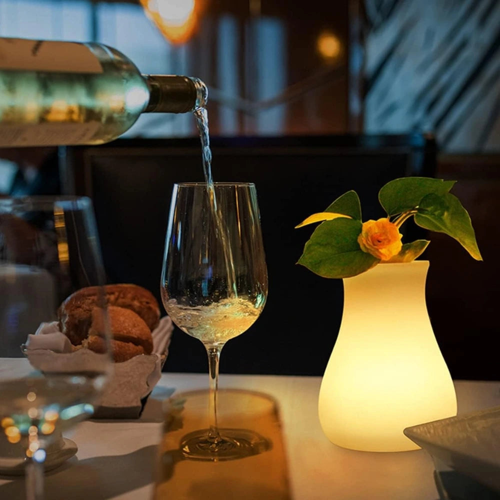 Avara – Skulptural Vas med Uppladdningsbar Belysning & Fjärrkontroll – Vattentät för Inne & Ute, 16 Färger