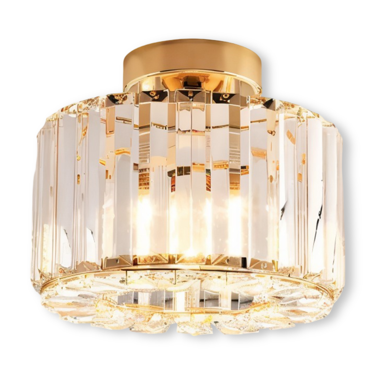 LustraVine – Halvinkapslad Kristalltaklampa med Modern Rund Design