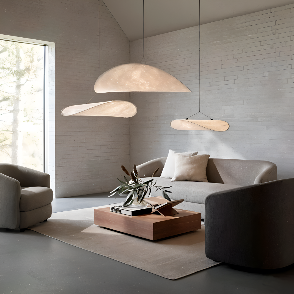 Auréline – Handgjord Pendellampa i Tyg och Metall med LED-belysning