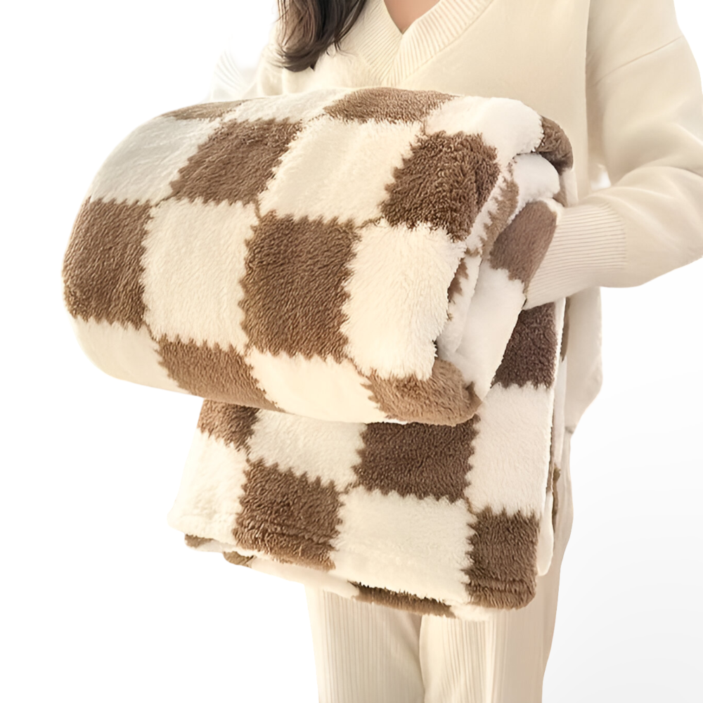 ColorHug – Färgglad Rutig Fleecefilt för Året Runt Komfort