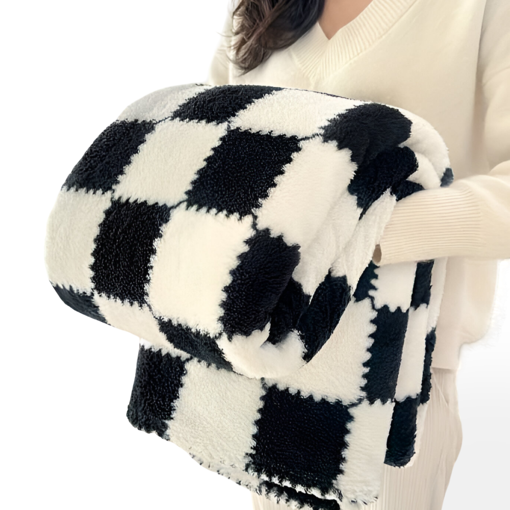 ColorHug – Färgglad Rutig Fleecefilt för Året Runt Komfort