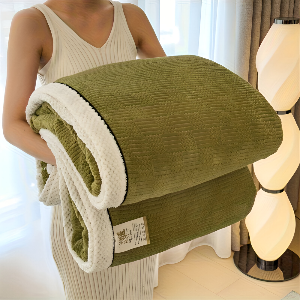 VelvetEdge Pläd – Präglad Lyxfilt med Elegant Kantdesign