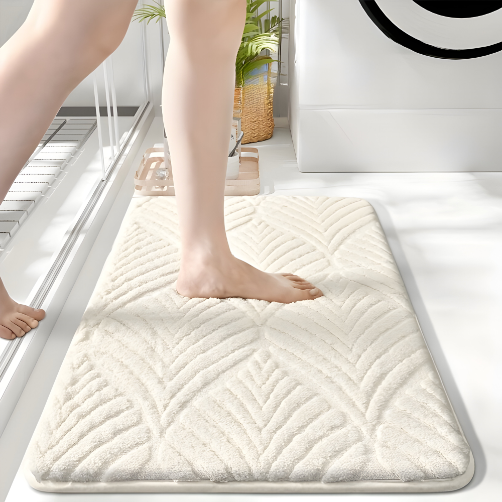 GeoSoft – Mjuk Mikrofiberbadmatta med Geometriskt Mönster & Halkskydd