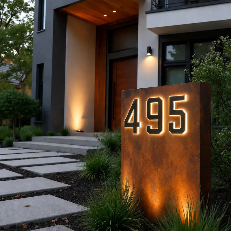 Solcellsdriven LED-husnummerlampa för fasad