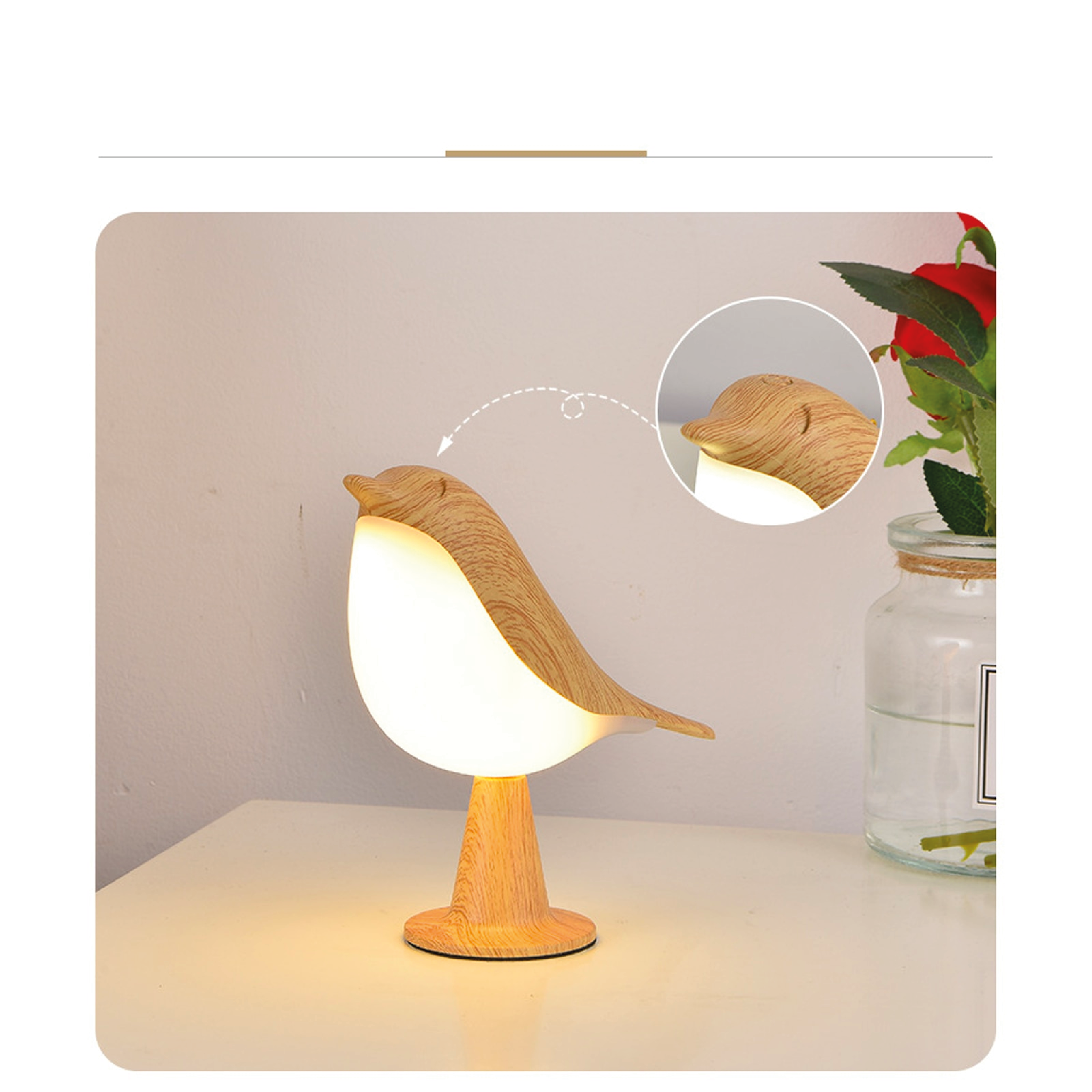 Fågeln Lumi - Stilfull bordslampa med fågelmotiv och LED-belysning – Elegant inredningsbelysning för varje rum