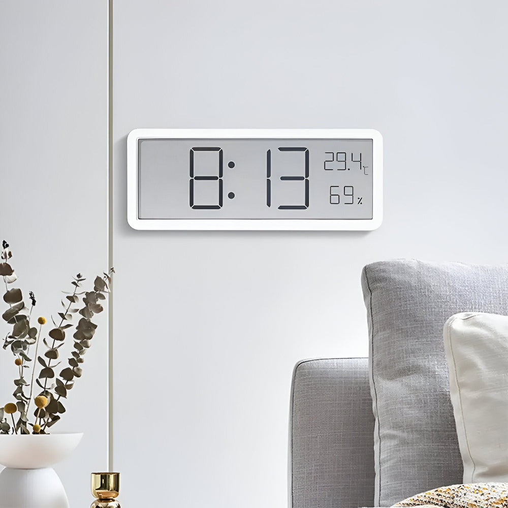 TimeGlow LED – Modern Väggklocka med Temperatur & Fuktighetssensor