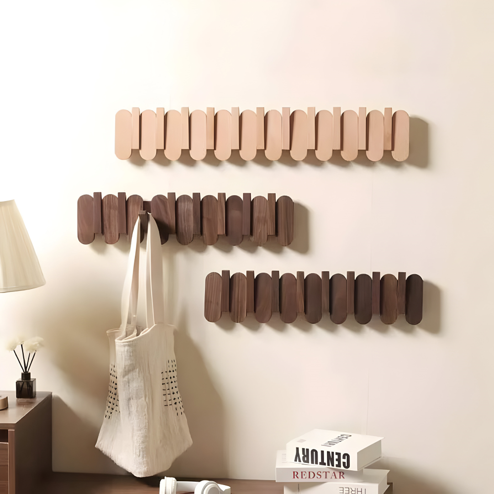 Walnoa – Väggmonterad Valnötshängare med Hylla & Krokar