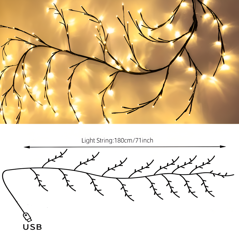 TwinkVine – Böjbar LED Grenbelysning för Jul och Dekoration
