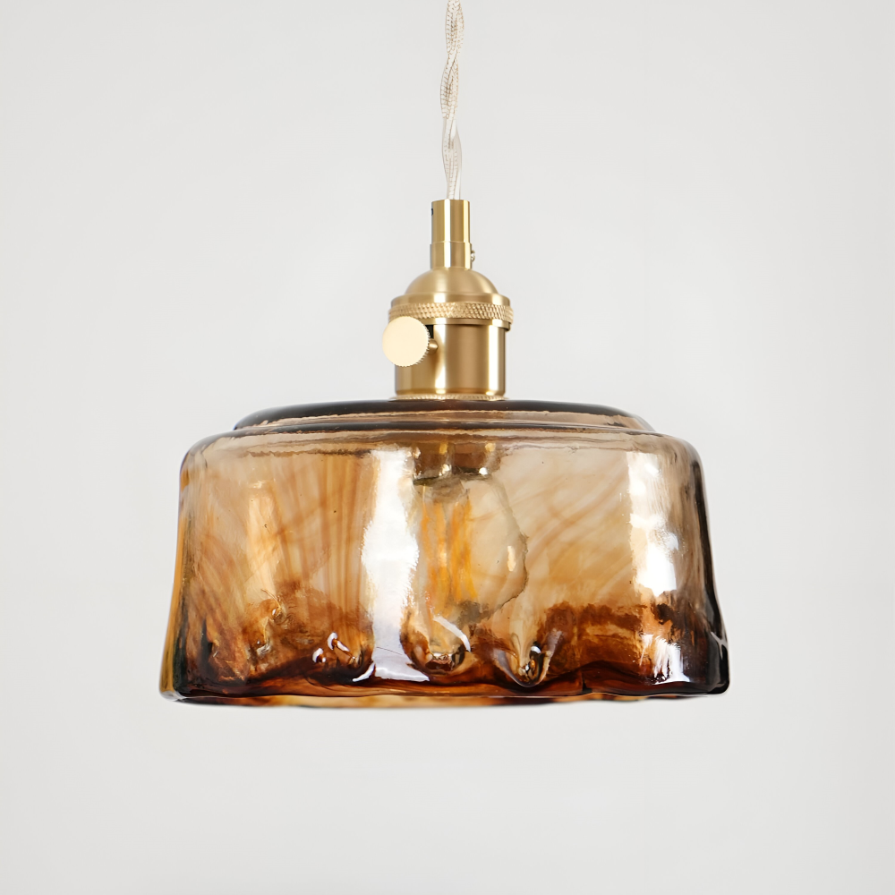 Brassoria – Vintage Glaspendellampa i Antik Mässing