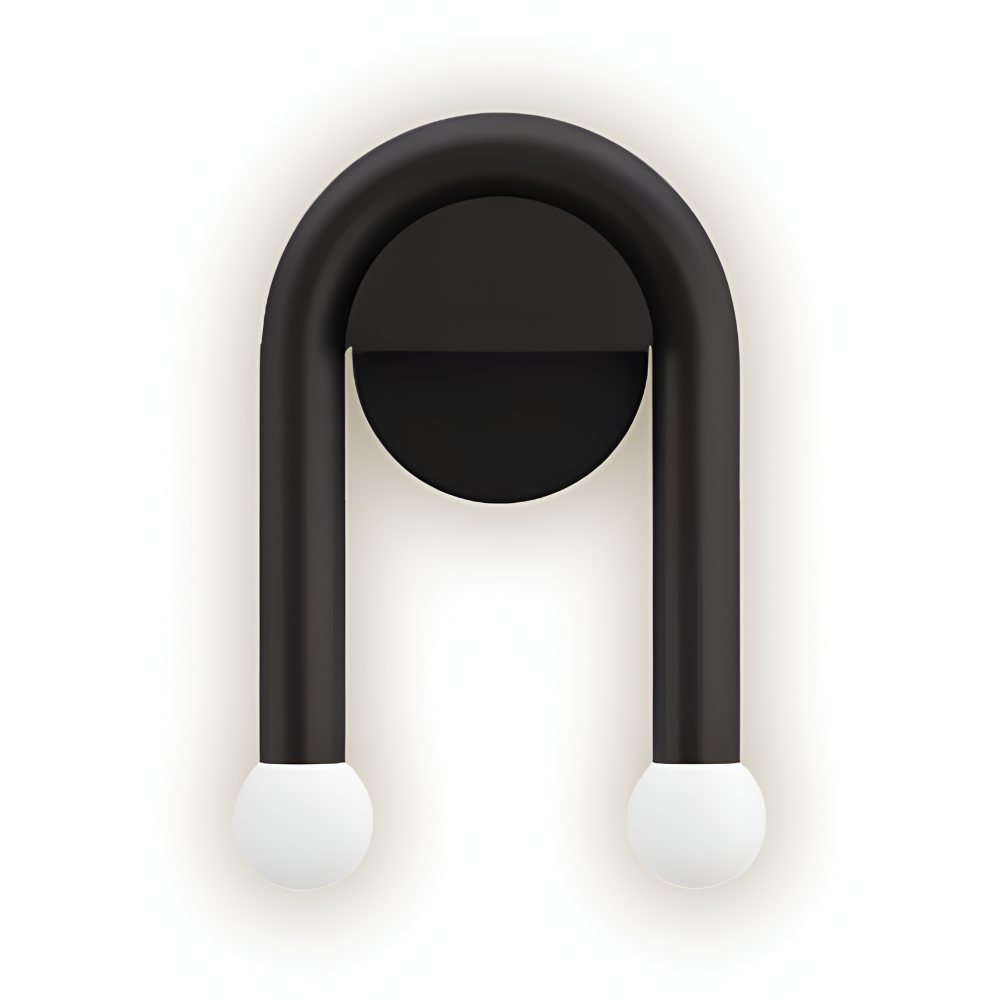 UDrop – Vägglampa i Svart Metallbåge med Dubbel LED-belysning och Konstnärlig Design