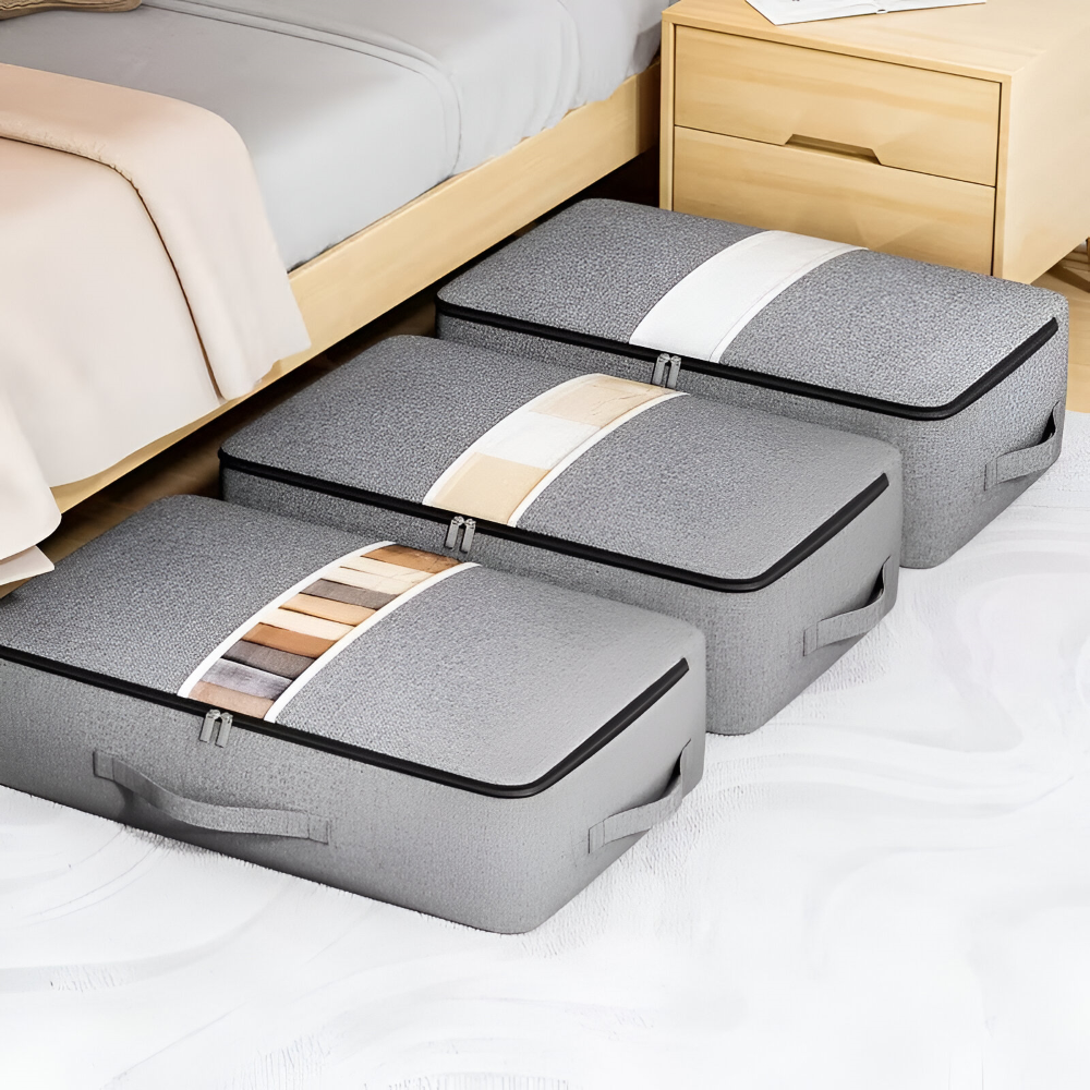 UnderSpace – Underbäddsförvaringsbox med Fönster & Dragkedja för Täcken och Kläder