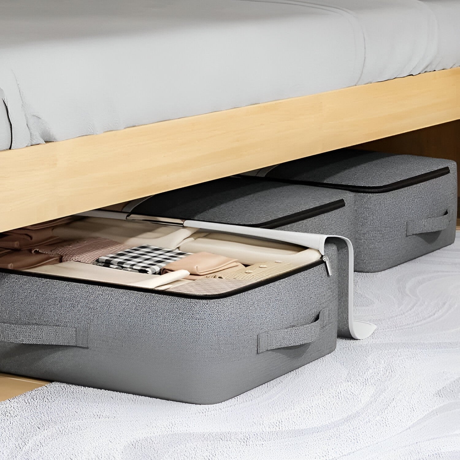 UnderSpace – Underbäddsförvaringsbox med Fönster & Dragkedja för Täcken och Kläder