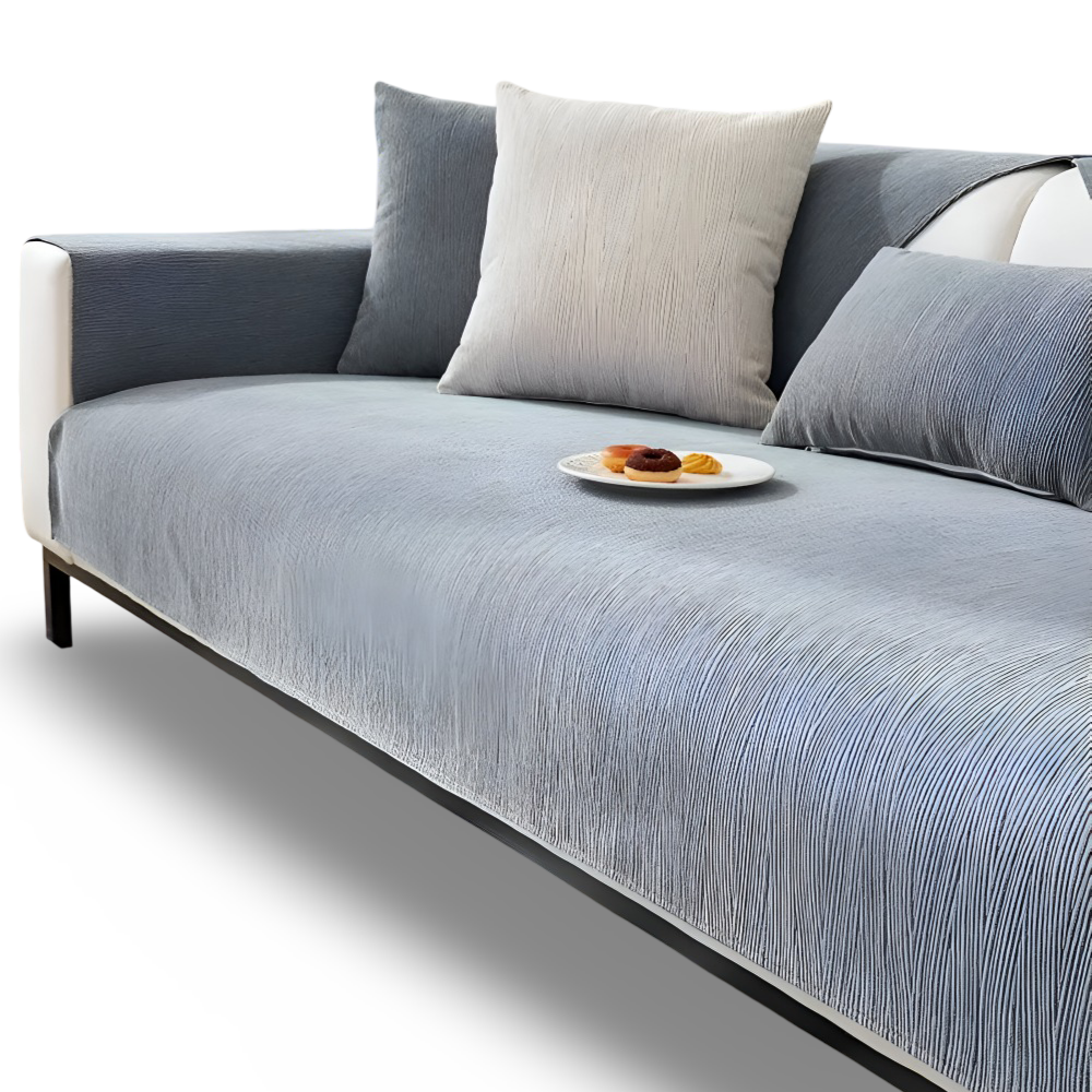 QuiltEase SofaShield – Andningsbart Bomullsöverdrag med Halkfri Silikonbaksida