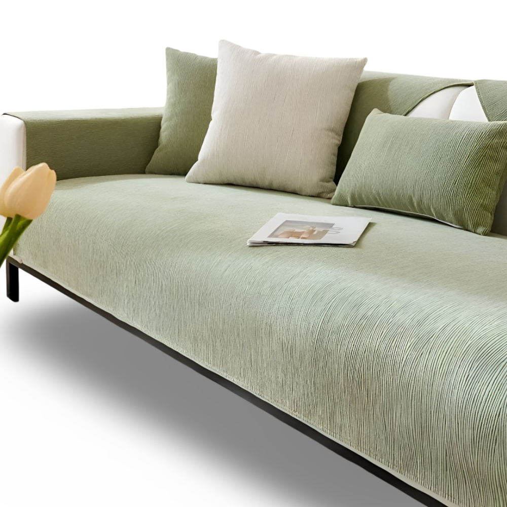 QuiltEase SofaShield – Andningsbart Bomullsöverdrag med Halkfri Silikonbaksida