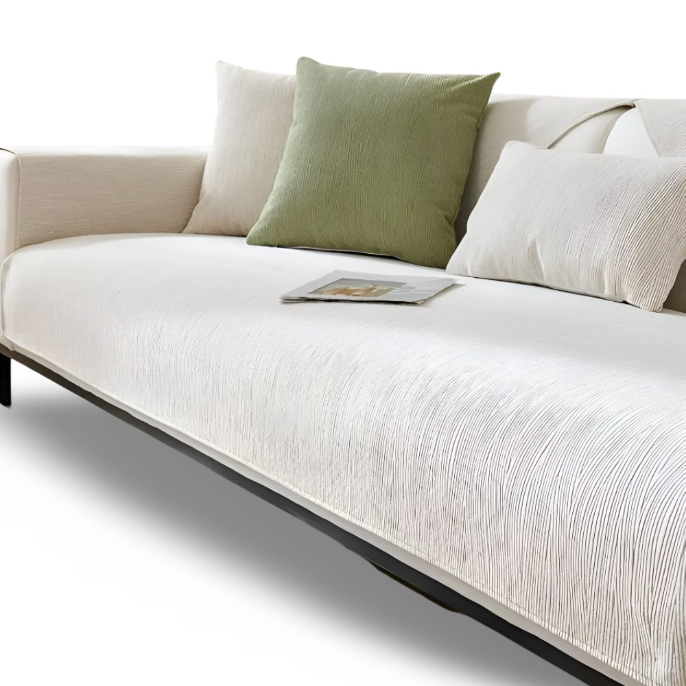 QuiltEase SofaShield – Andningsbart Bomullsöverdrag med Halkfri Silikonbaksida