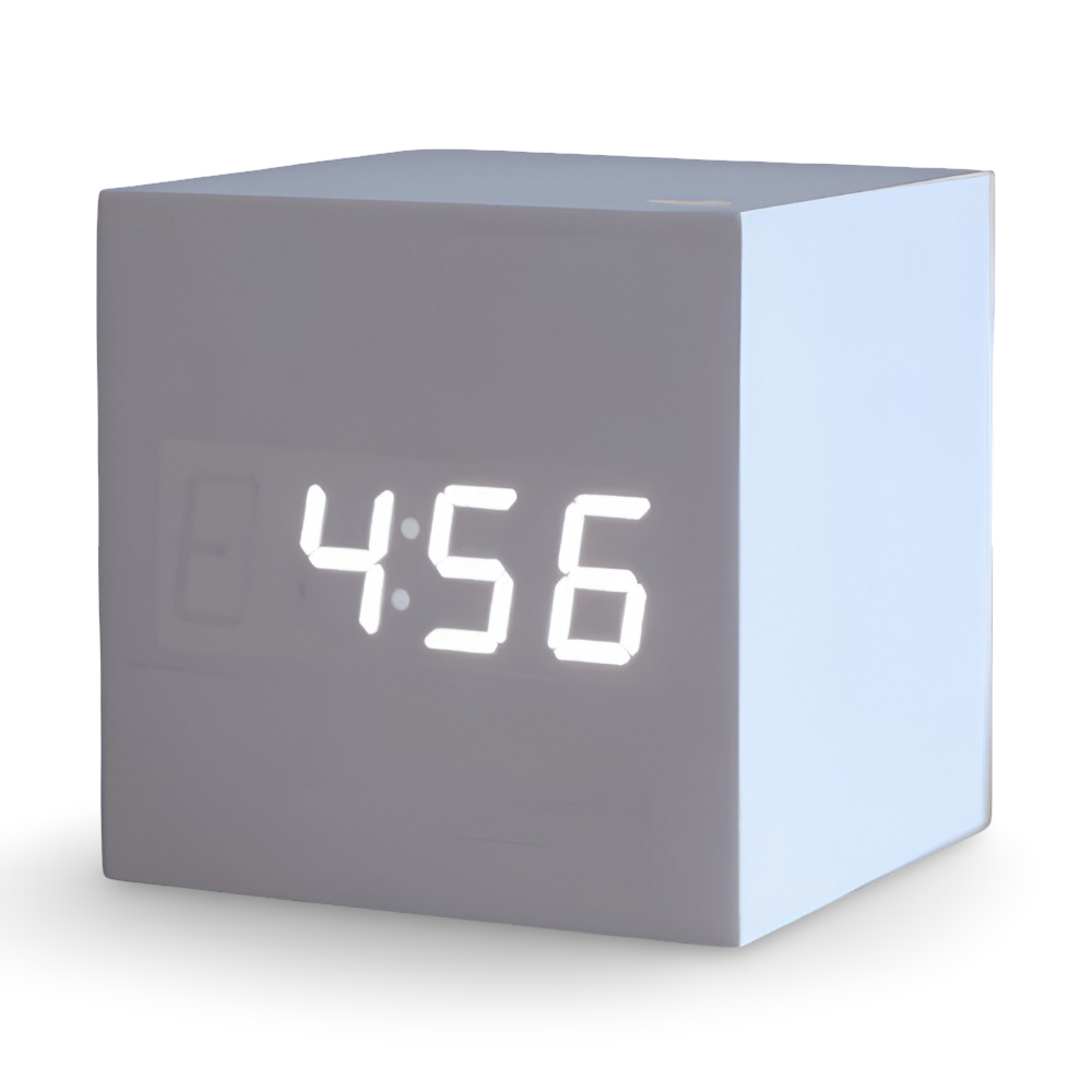 CubeGlow – Digital LED Träväckarklocka i Kubdesign