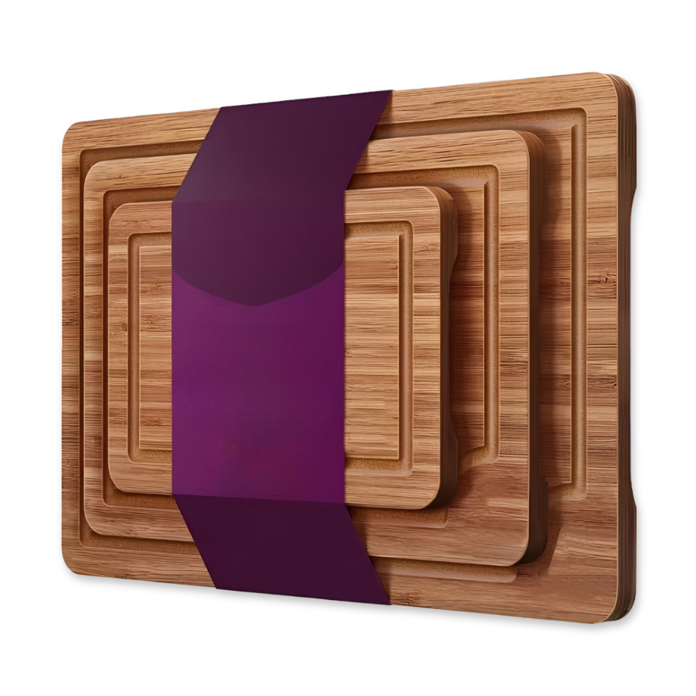 BambooCraft – 3-delat Skärbrädeset i Naturlig Bambu för Kött, Grönsaker & Frukt