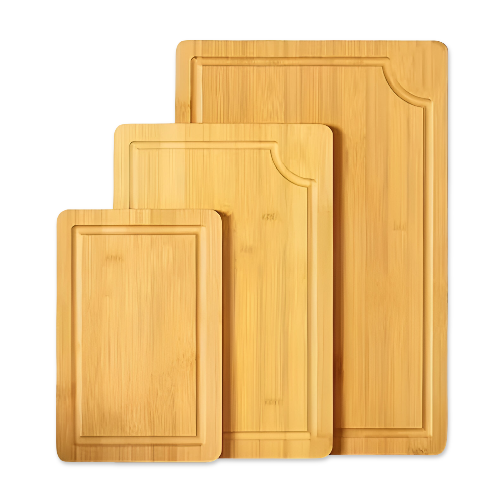 BambooCraft – 3-delat Skärbrädeset i Naturlig Bambu för Kött, Grönsaker & Frukt