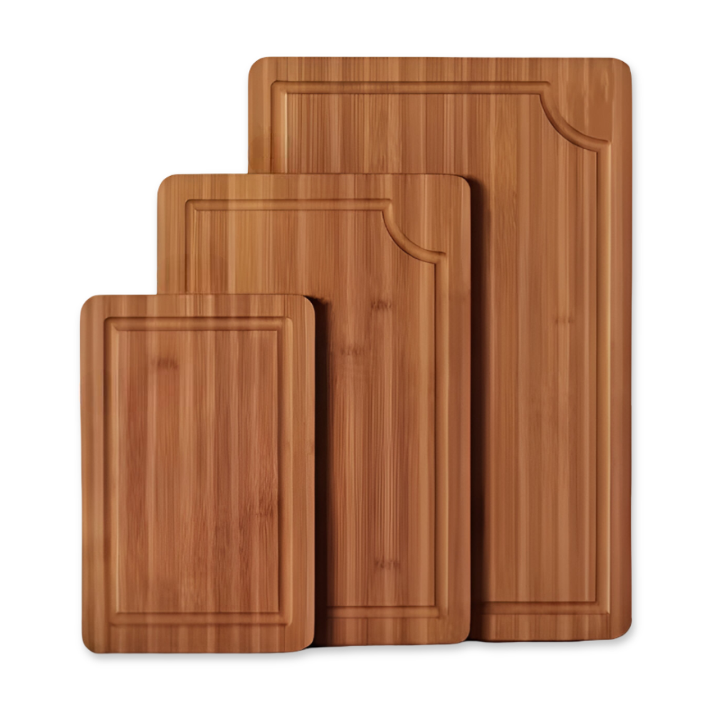 BambooCraft – 3-delat Skärbrädeset i Naturlig Bambu för Kött, Grönsaker & Frukt