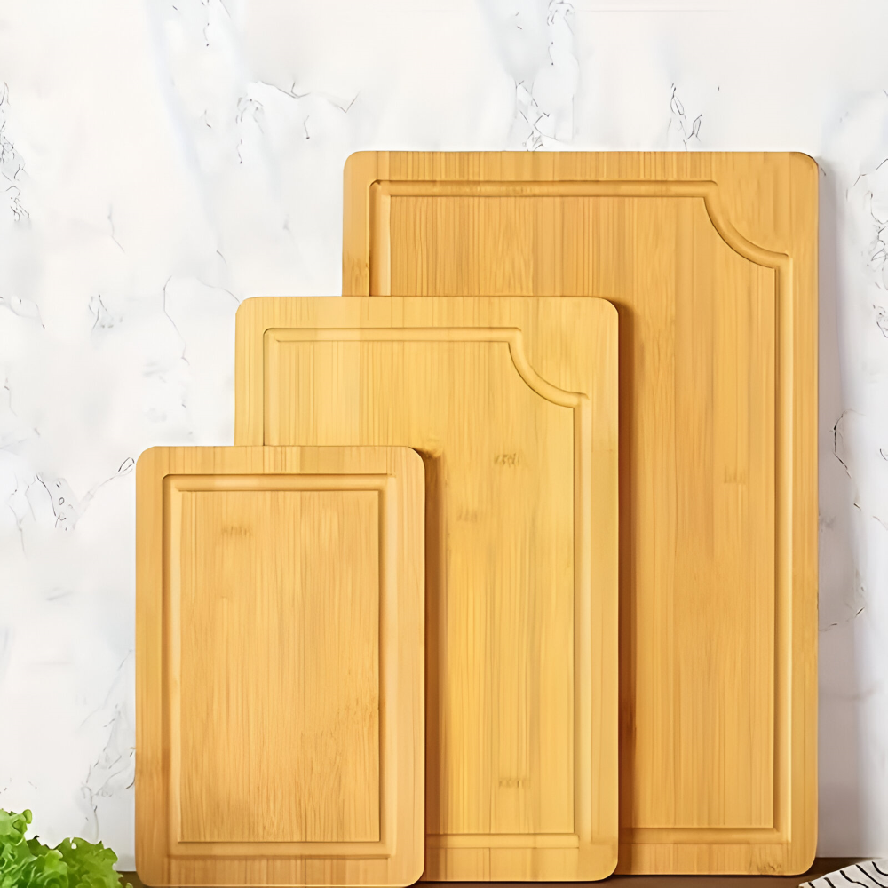 BambooCraft – 3-delat Skärbrädeset i Naturlig Bambu för Kött, Grönsaker & Frukt