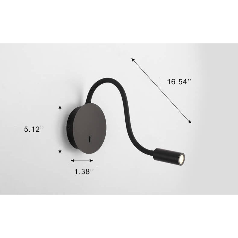 Svart LED-vägglampa med 360° justerbart ljus