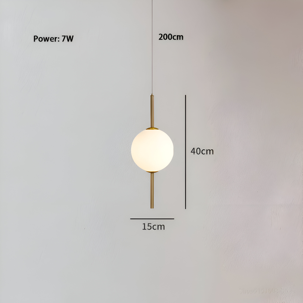 VertiGlobe – Lyxig Pendellampa med Vertikalt Snöre och Matt Glaskula