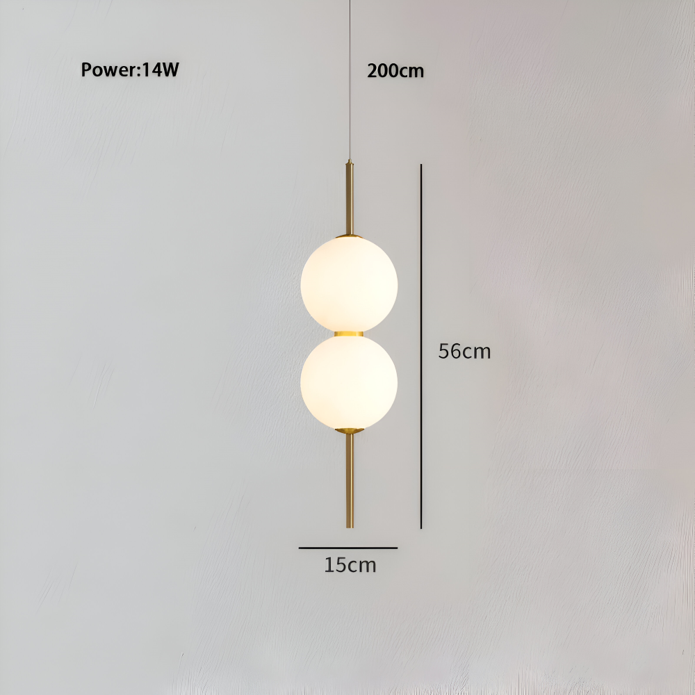 VertiGlobe – Lyxig Pendellampa med Vertikalt Snöre och Matt Glaskula