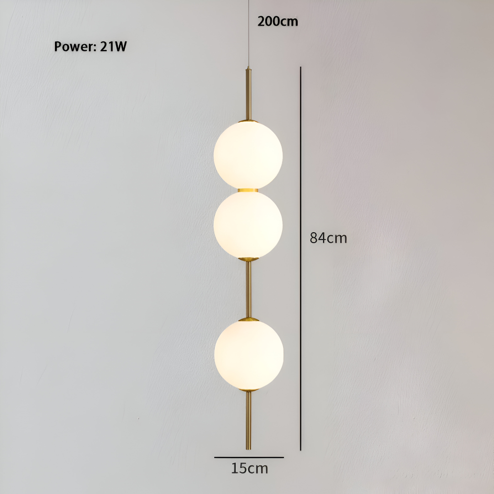 VertiGlobe – Lyxig Pendellampa med Vertikalt Snöre och Matt Glaskula