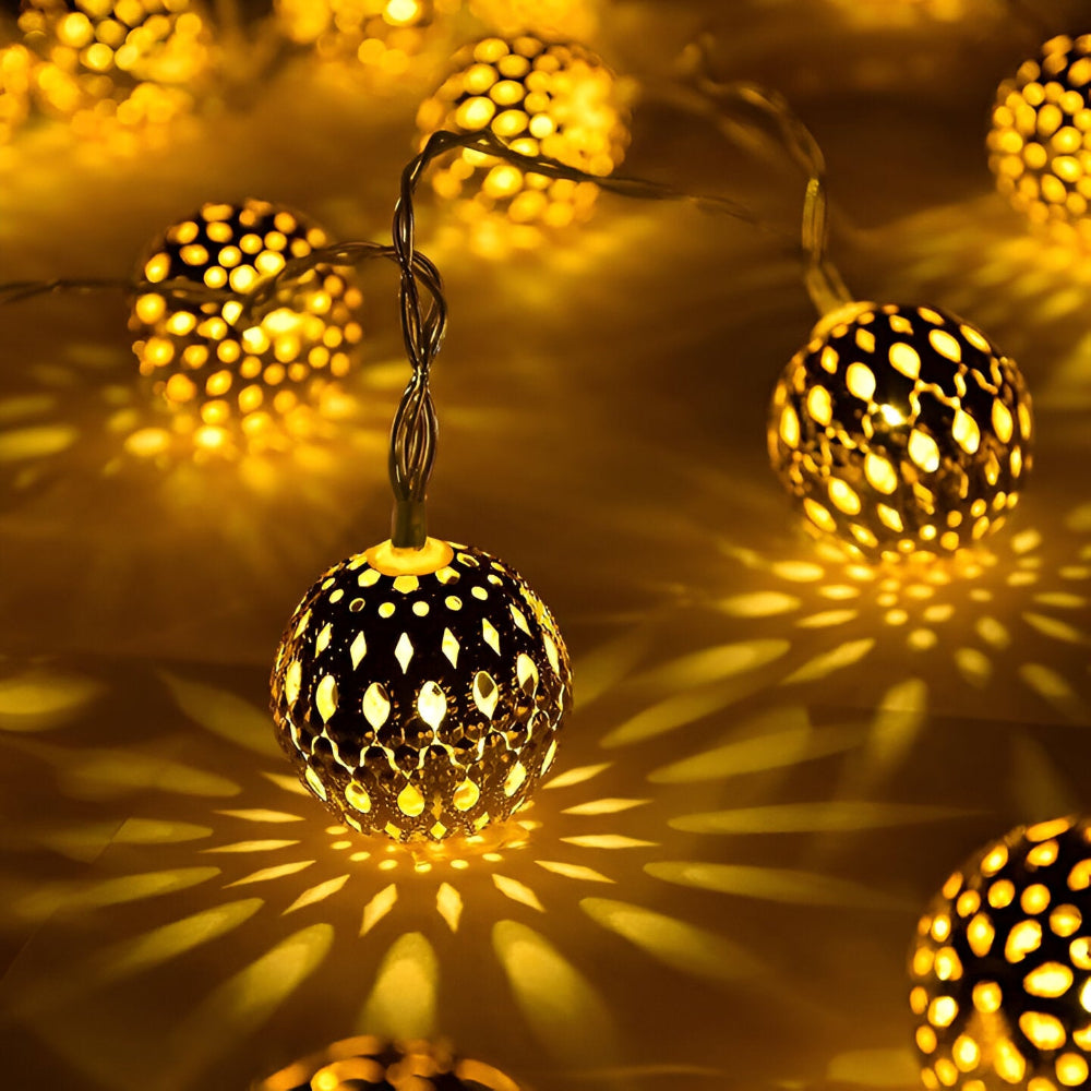 MarocGlow Solcellsslinga – Vattentät Marockansk LED-Ljusslinga för Utomhus