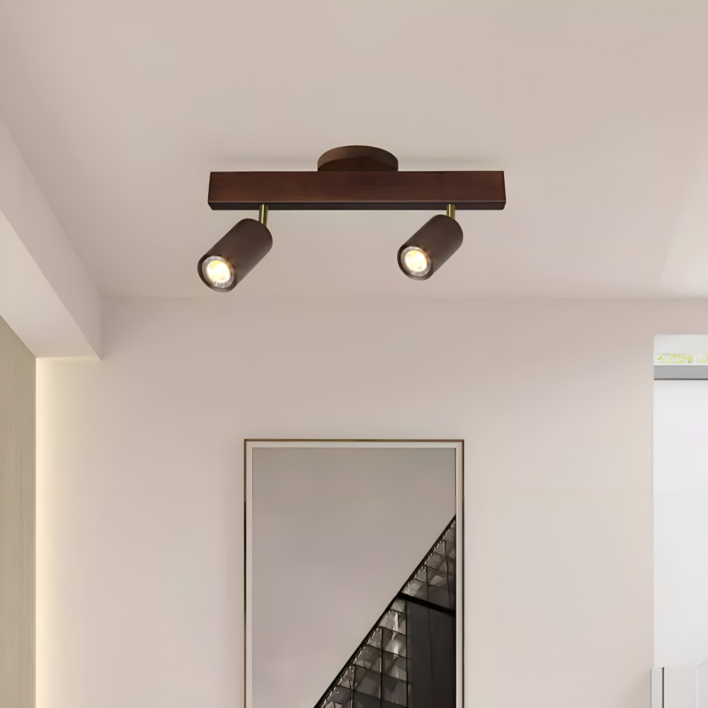 Ljuslyn – Justerbar Takspot i Trä och Metall med LED-belysning
