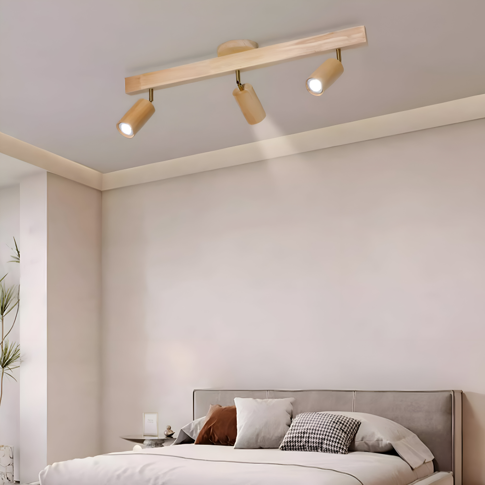 Ljuslyn – Justerbar Takspot i Trä och Metall med LED-belysning