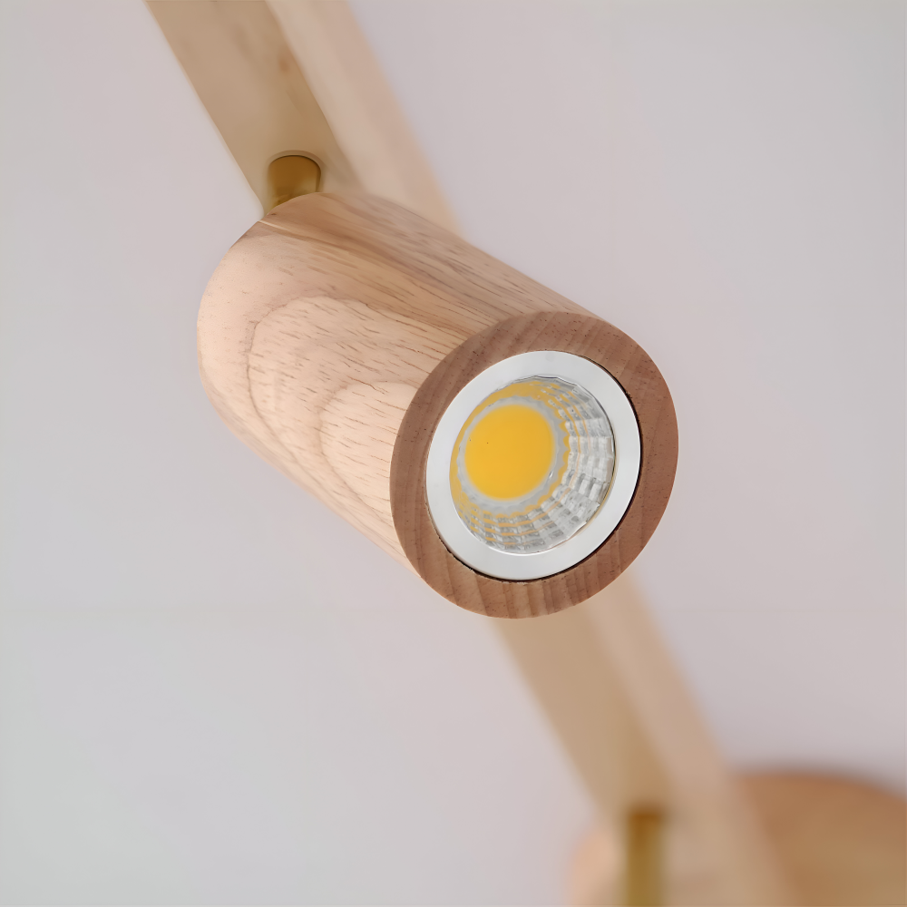 Ljuslyn – Justerbar Takspot i Trä och Metall med LED-belysning