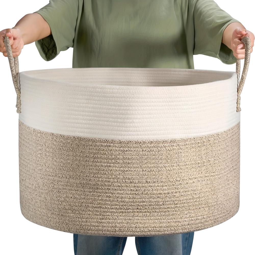 NordWeave XL – Flätad Förvaringskorg 51×34 cm i Brun/Grå