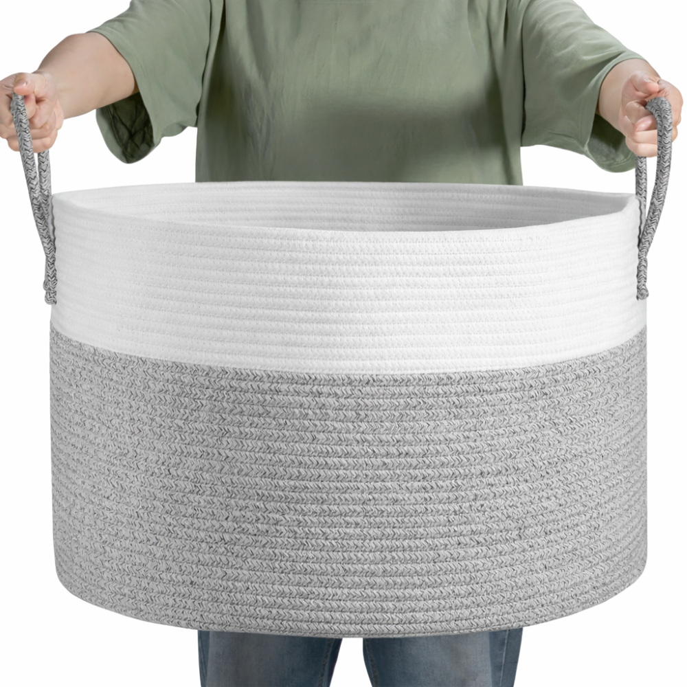 NordWeave XL – Flätad Förvaringskorg 51×34 cm i Brun/Grå