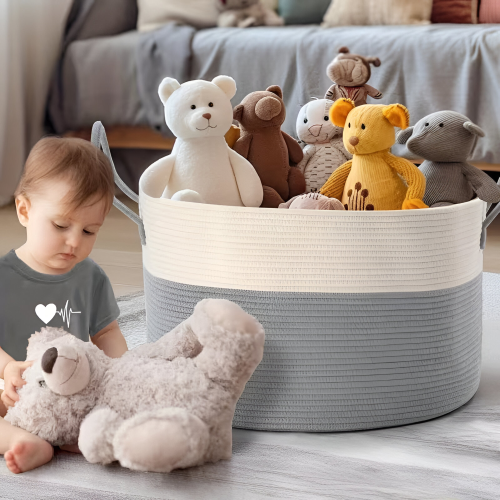 NordWeave XL – Flätad Förvaringskorg 51×34 cm i Brun/Grå