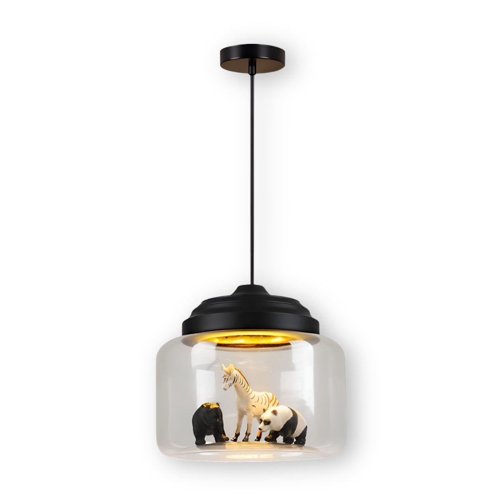 AniLume – Barnpendellampa i Glas med Nordiska Djurmotiv