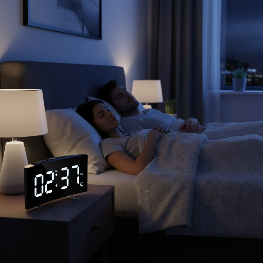 Digital väckarklocka med böjd LED-display